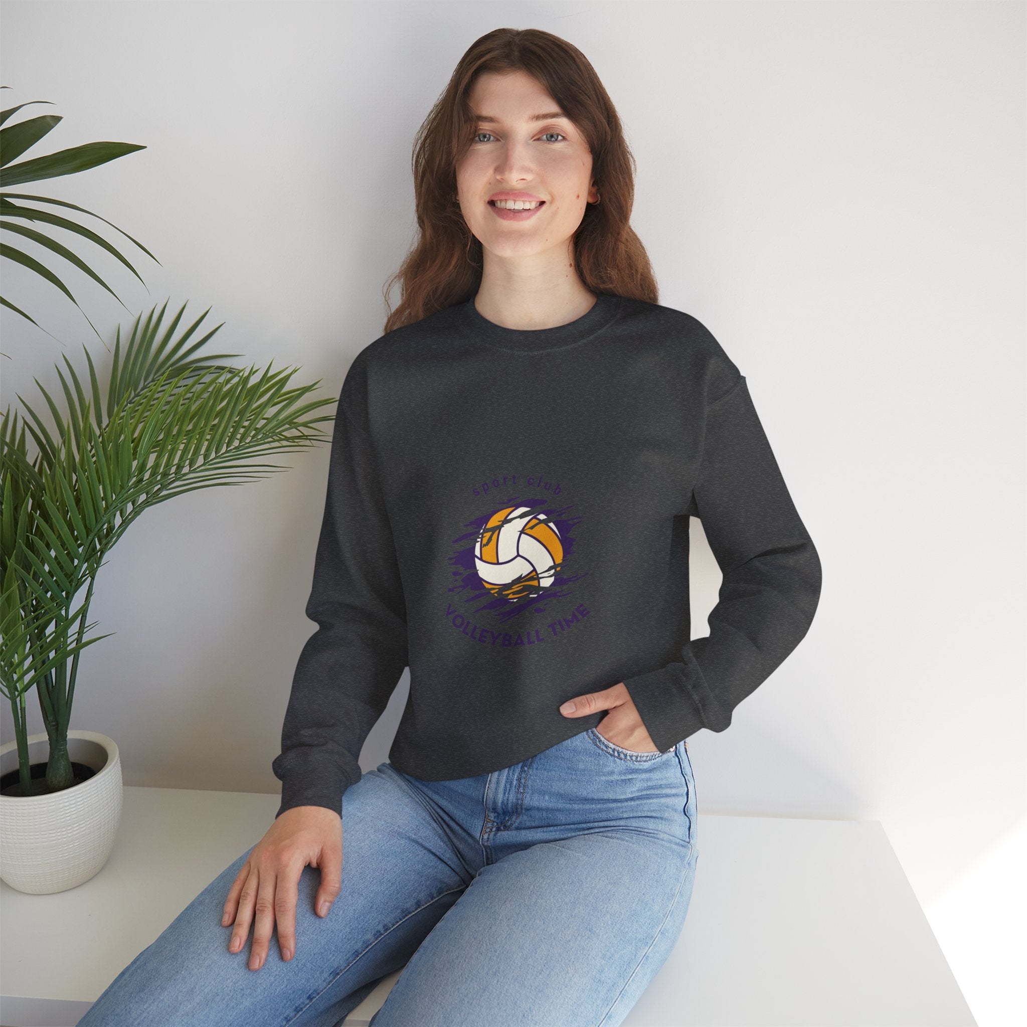 Volleyball Time Crewneck Sweatshirt — Sport Club Graphic Pullover