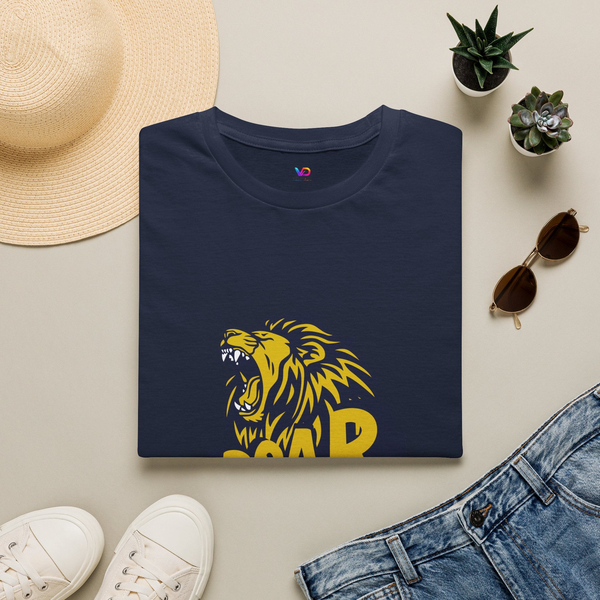 Roaring Lion T-Shirt — Bold Yellow & Navy Graphic Tee