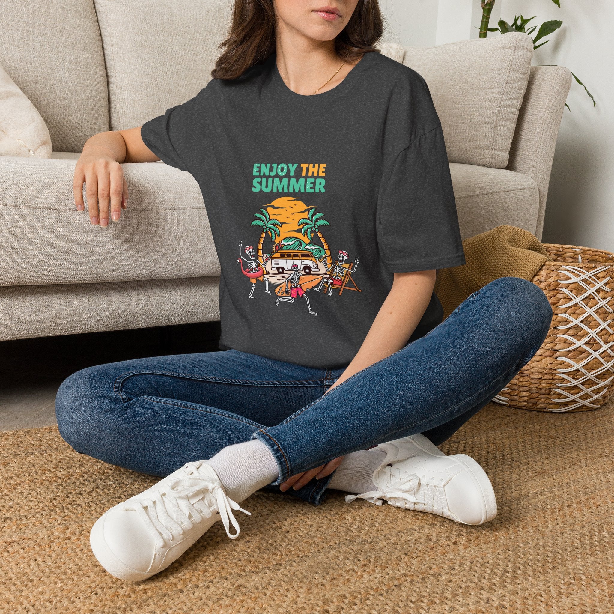 Summer Beach T-Shirt — "Enjoy The Summer" Palm Tree Surf Graphic
