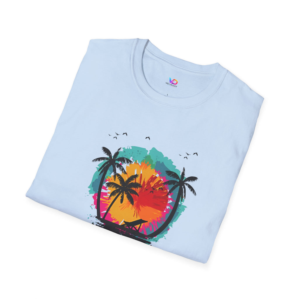 Summer Vibes T-Shirt — "Enjoy the Summer" Tropical Palm Sunset Tee