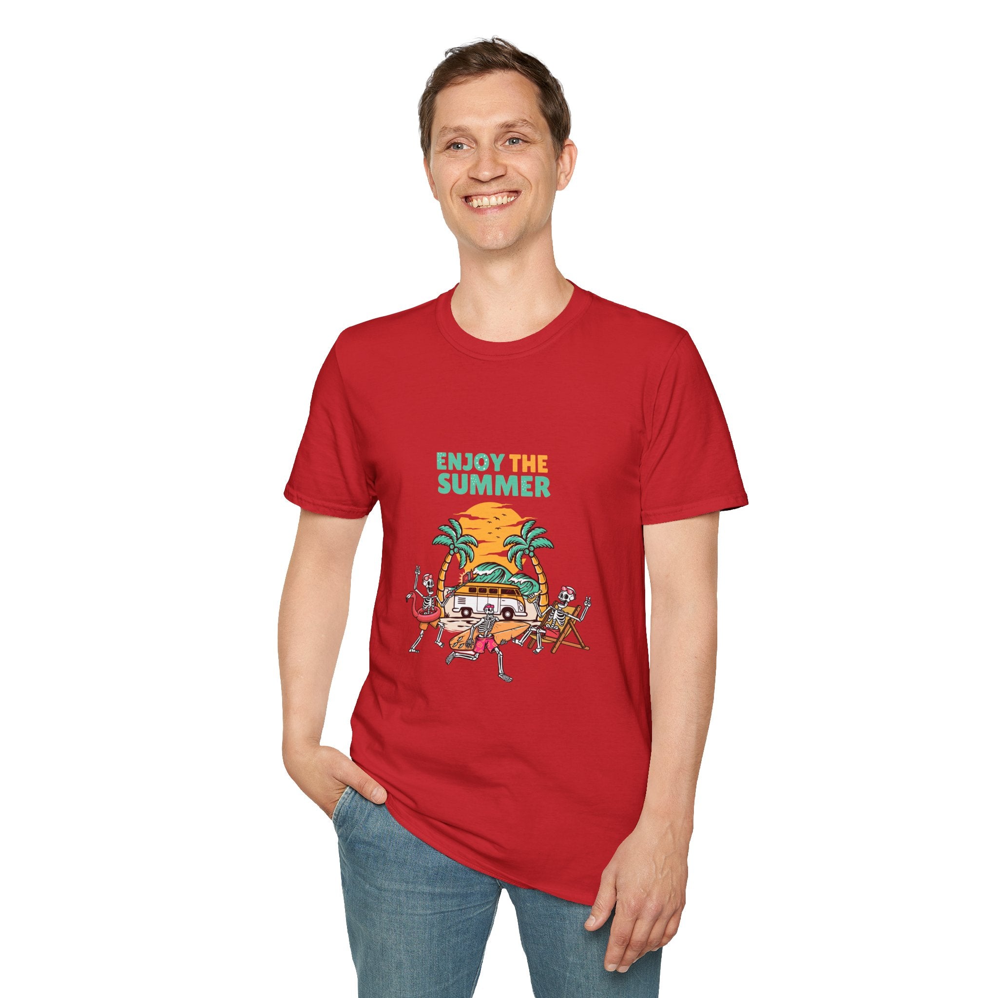Summer Beach T-Shirt — "Enjoy The Summer" Palm Tree Surf Graphic