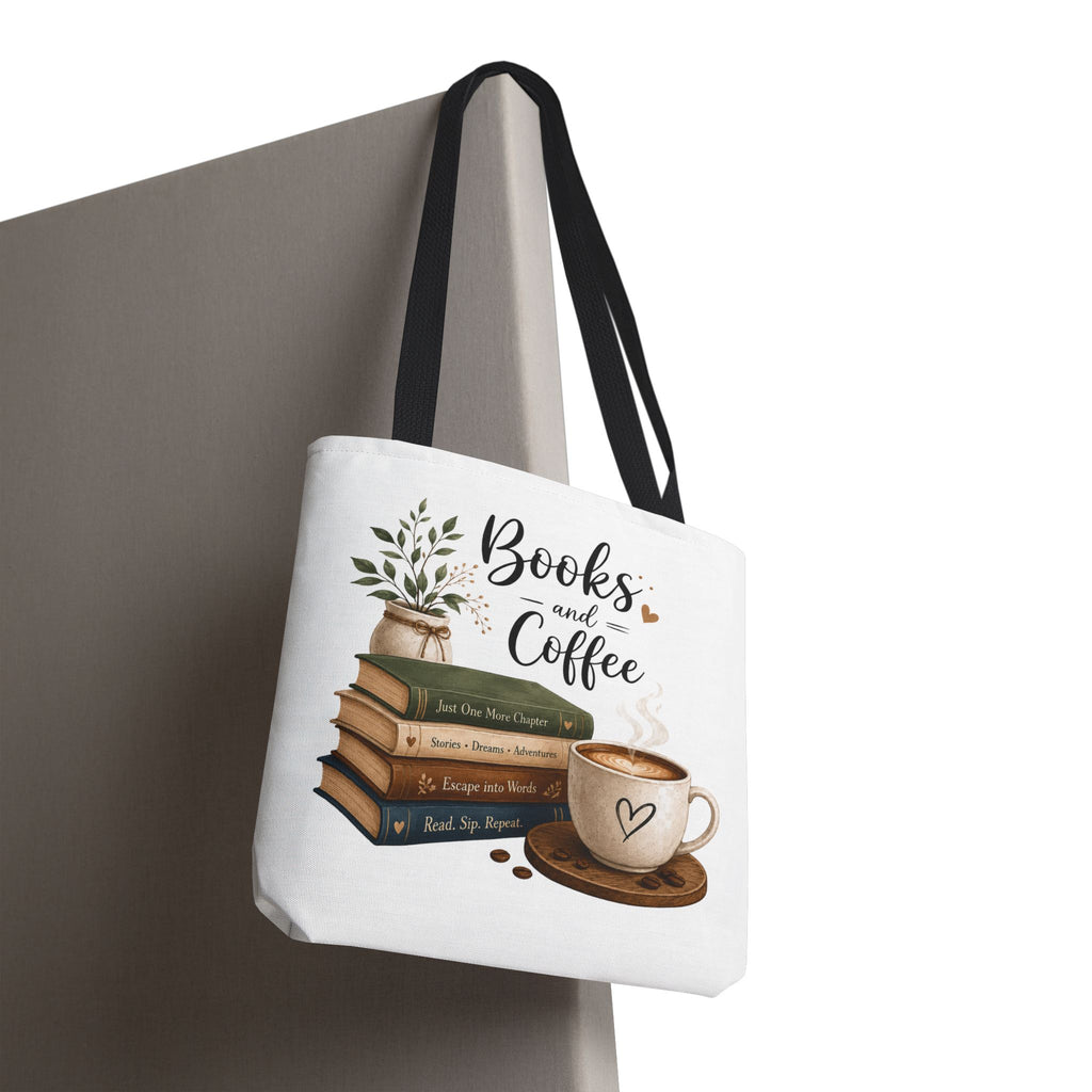 Books and Coffee Tote Bag — Book Lover Canvas Tote