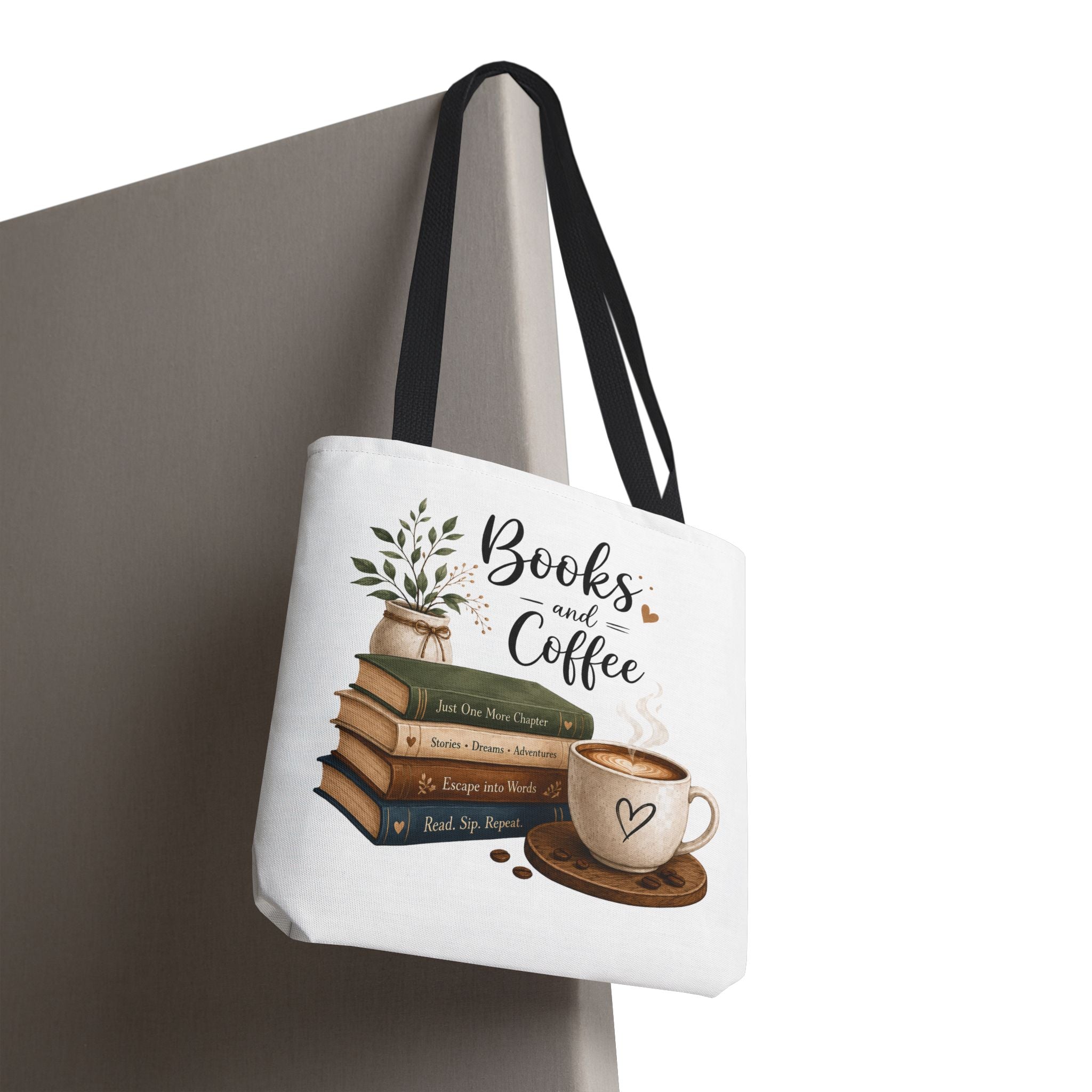 Books and Coffee Tote Bag — Book Lover Canvas Tote