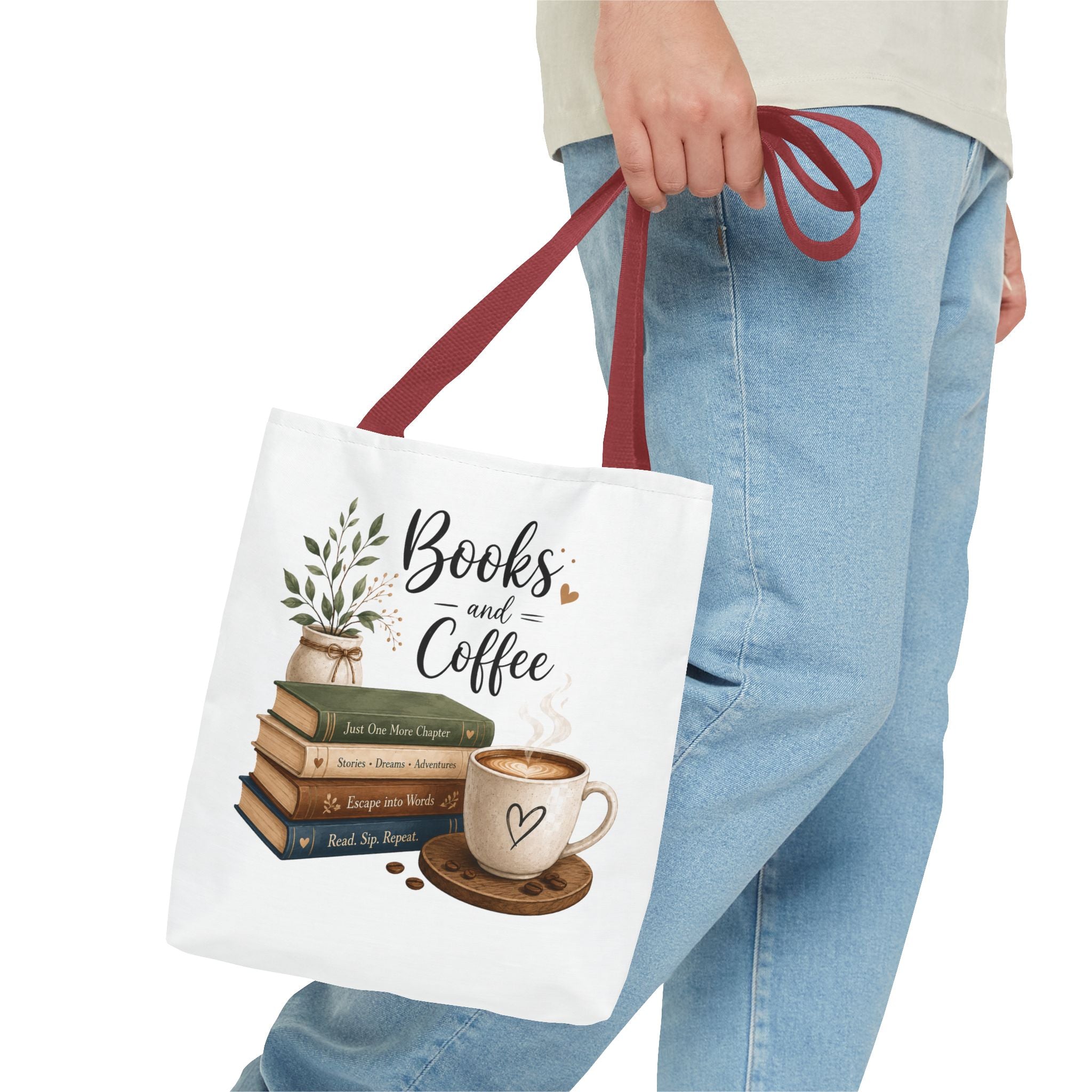 Books and Coffee Tote Bag — Book Lover Canvas Tote