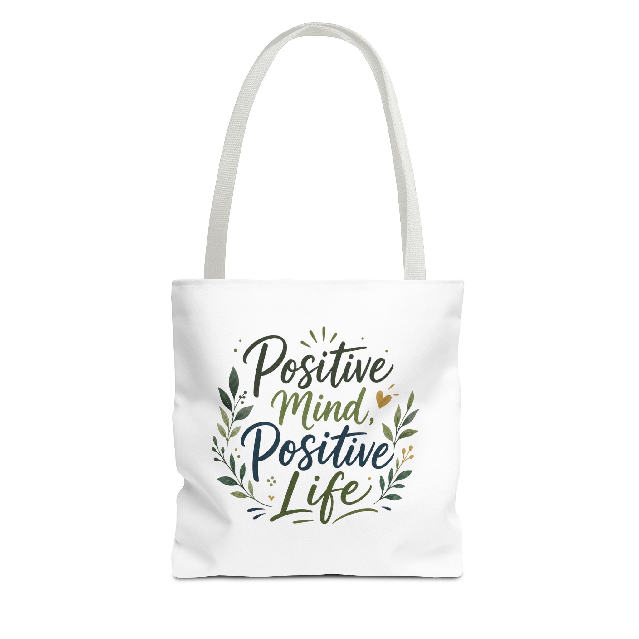 Positive Mind, Positive Life Tote Bag — Inspirational Floral Canvas Shopper