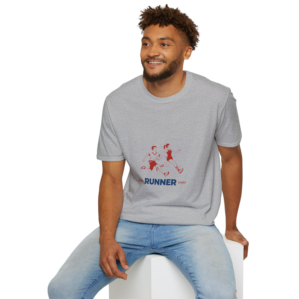 Runner Graphic Tee — Retro Couple Jogging Design