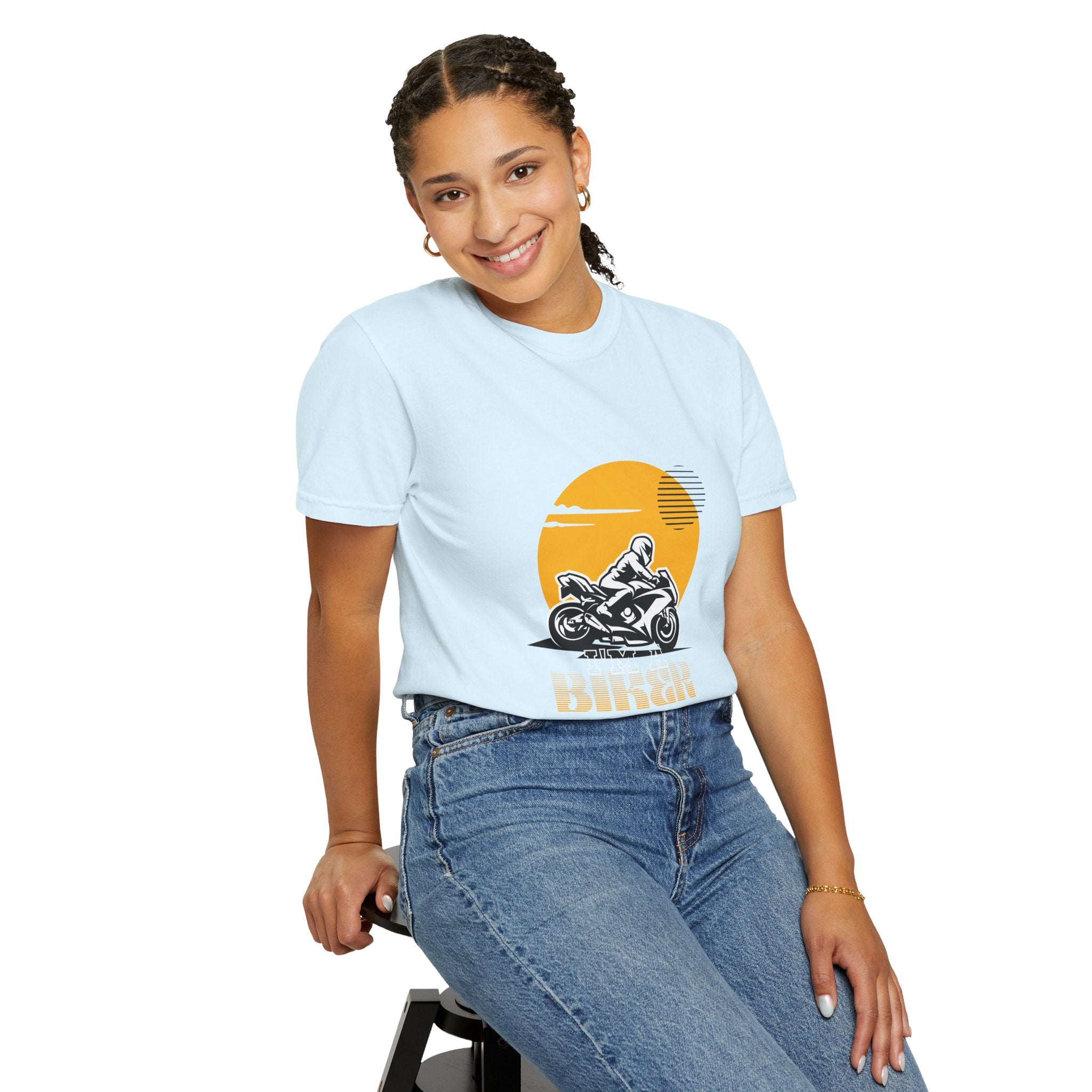Motorcycle Rider T-Shirt — Retro Sunset Biker Graphic