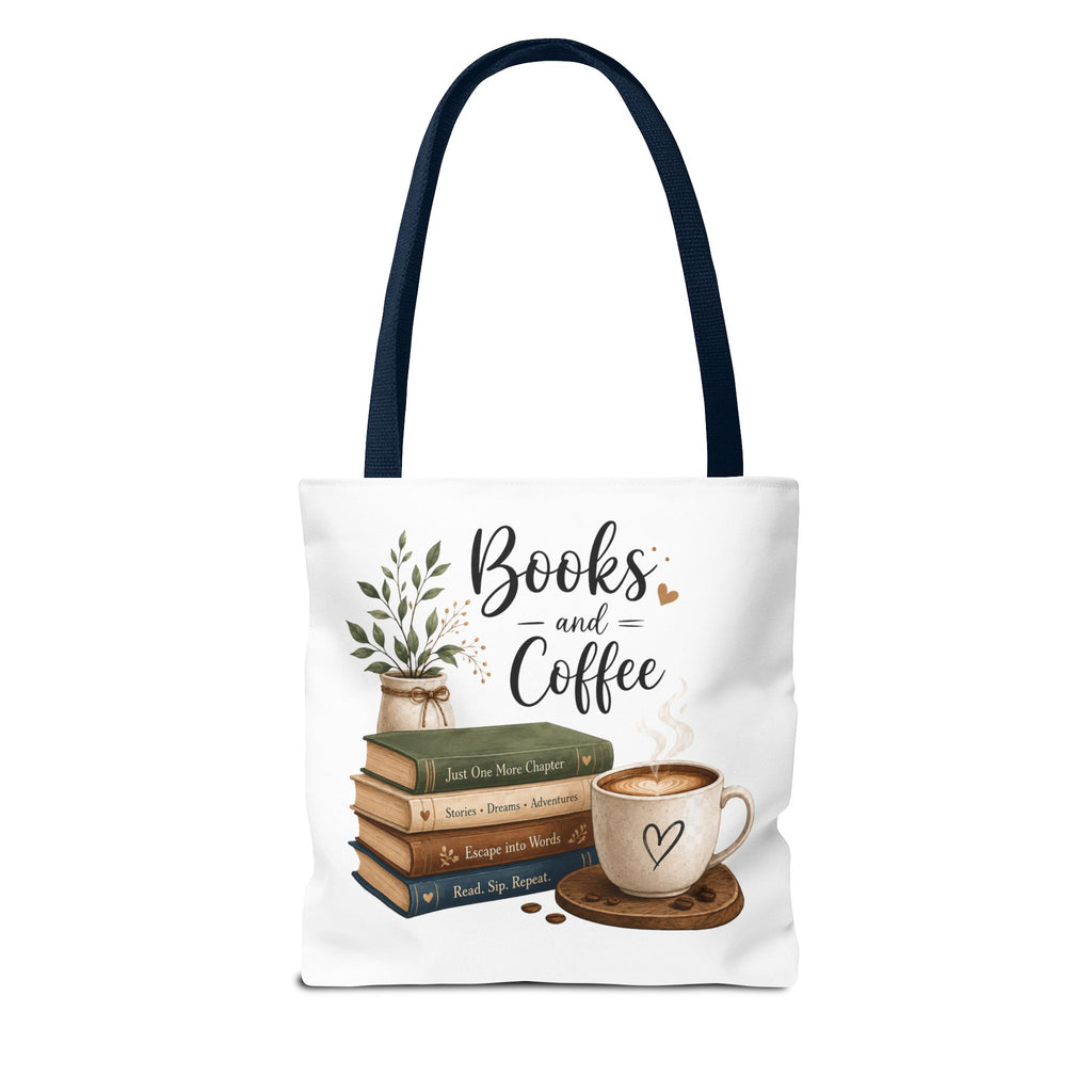 Books and Coffee Tote Bag — Book Lover Canvas Tote