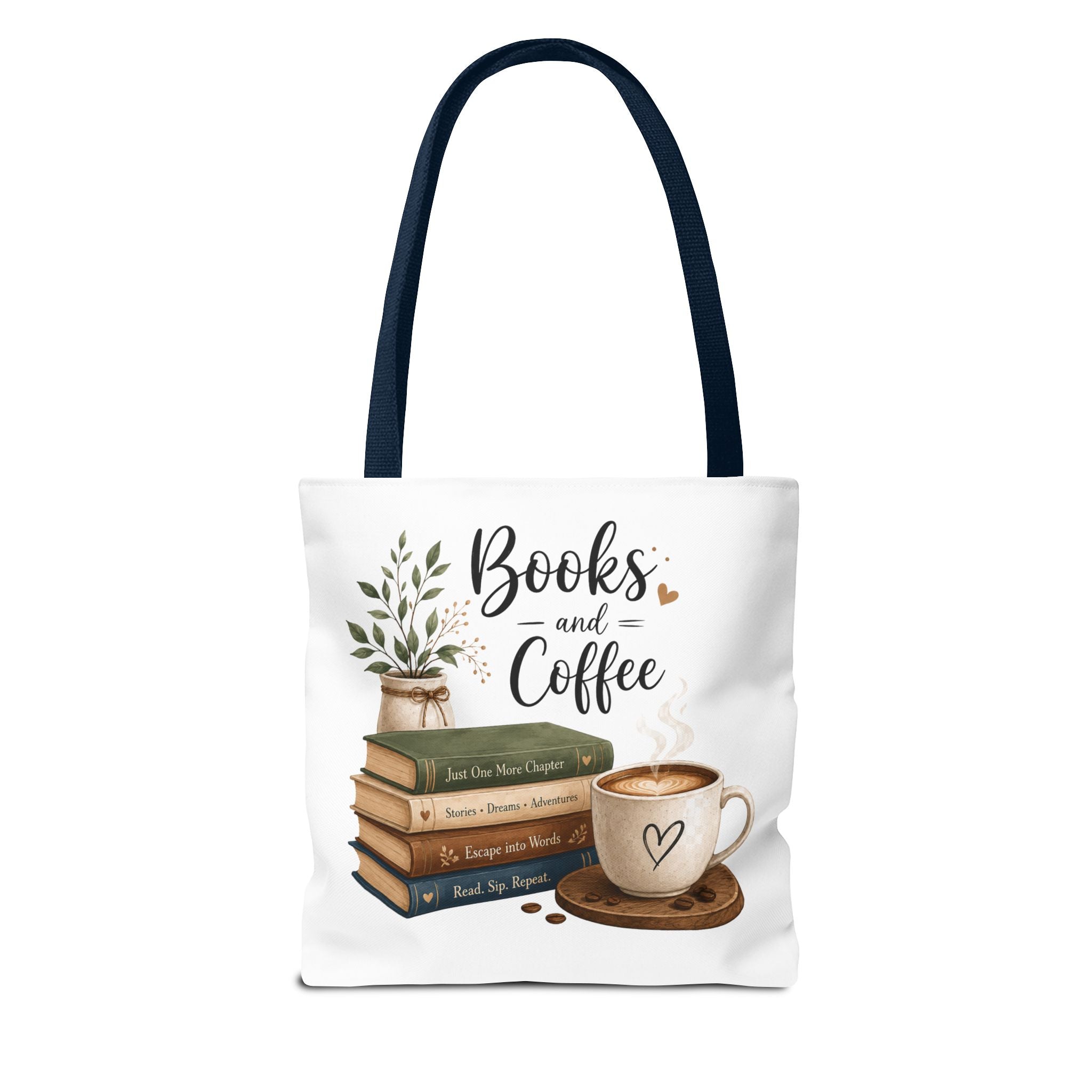 Books and Coffee Tote Bag — Book Lover Canvas Tote