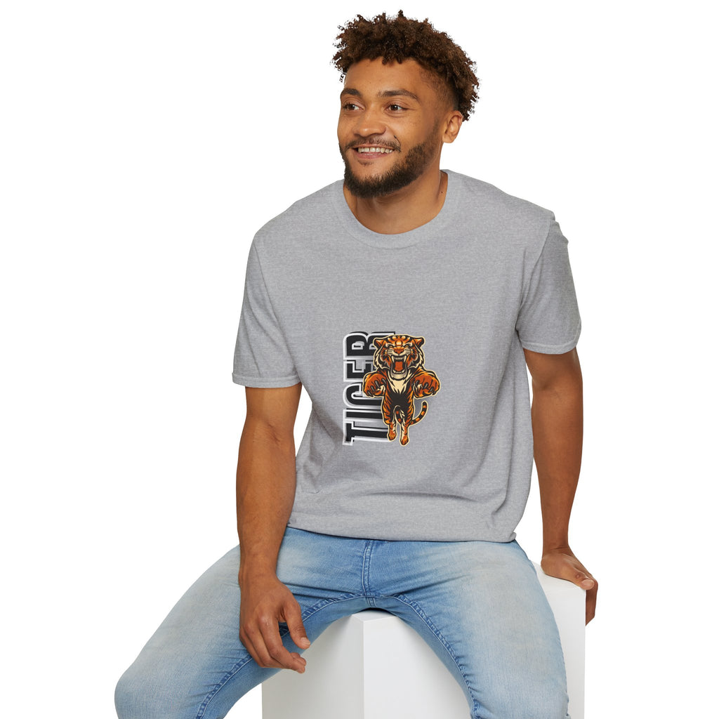 Tiger Graphic T-Shirt – Fierce Roaring Tiger Vertical Text Design