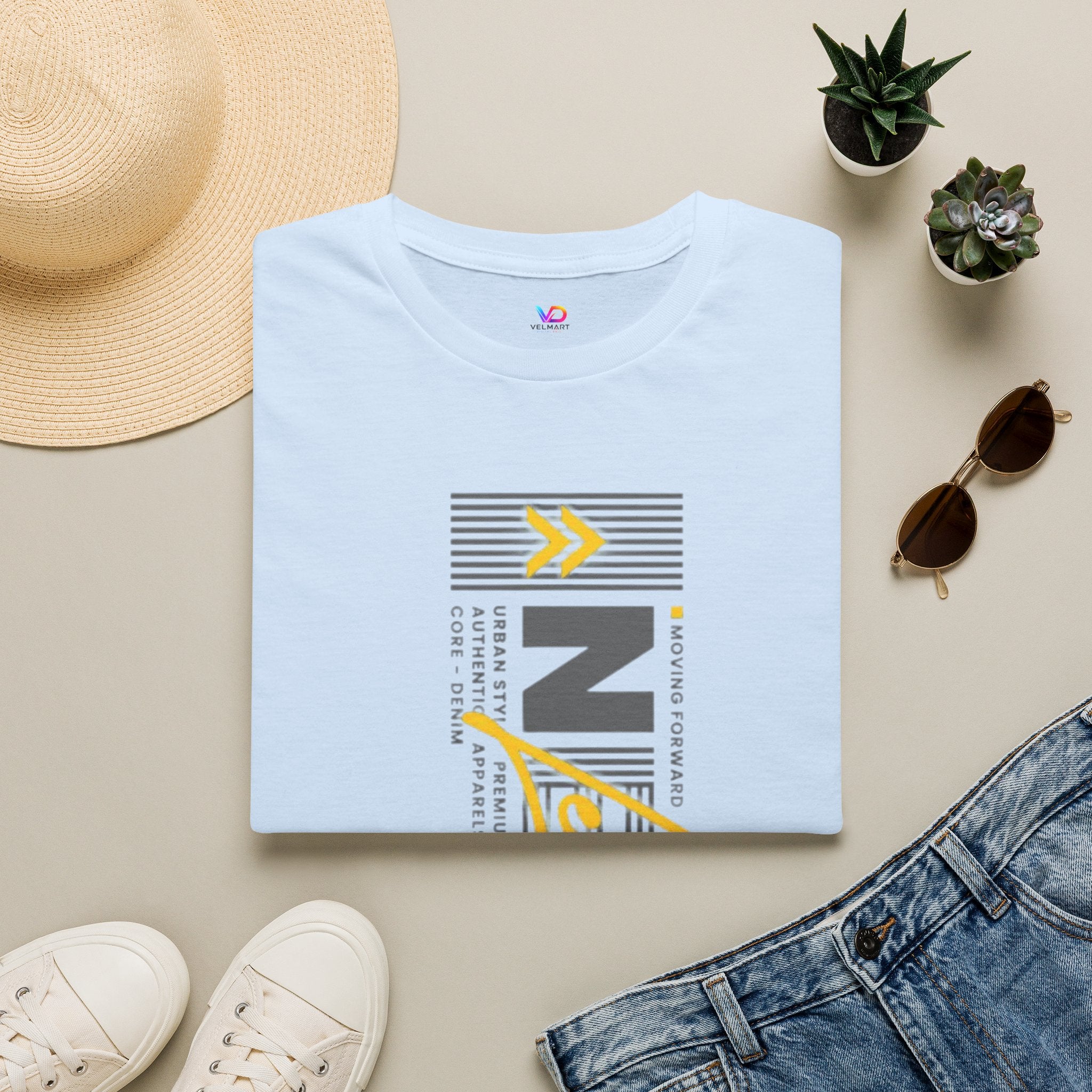 Vertical 'NEXT' Graphic T‑Shirt — Modern Yellow & Gray Streetwear Tee