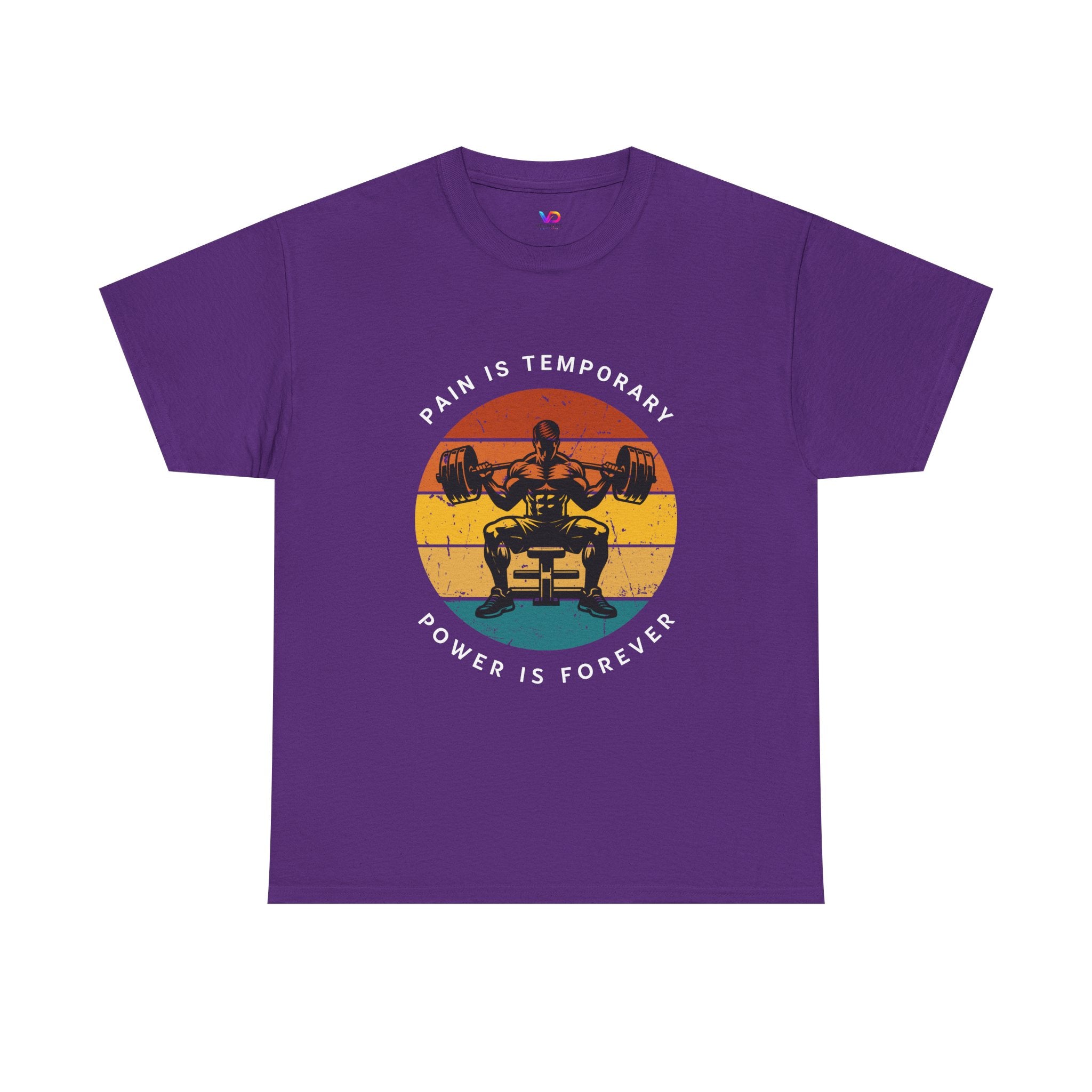 Workout Tee – "Pain Is Temporary, Power Is Forever" Retro Weightlifting T‑Shirt