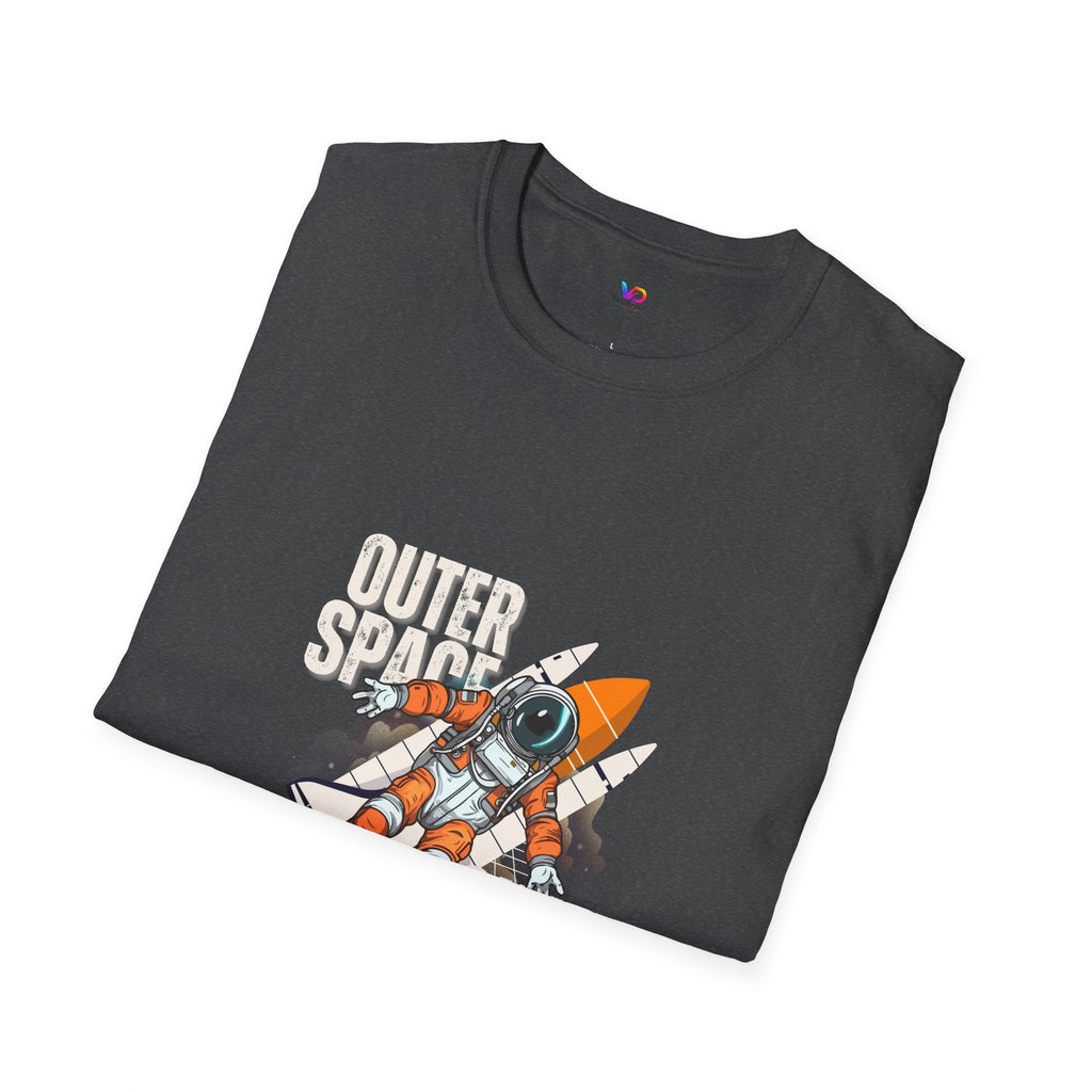 Outer Space Rocket Astronaut Tee — Retro Orange Space Shuttle T-Shirt