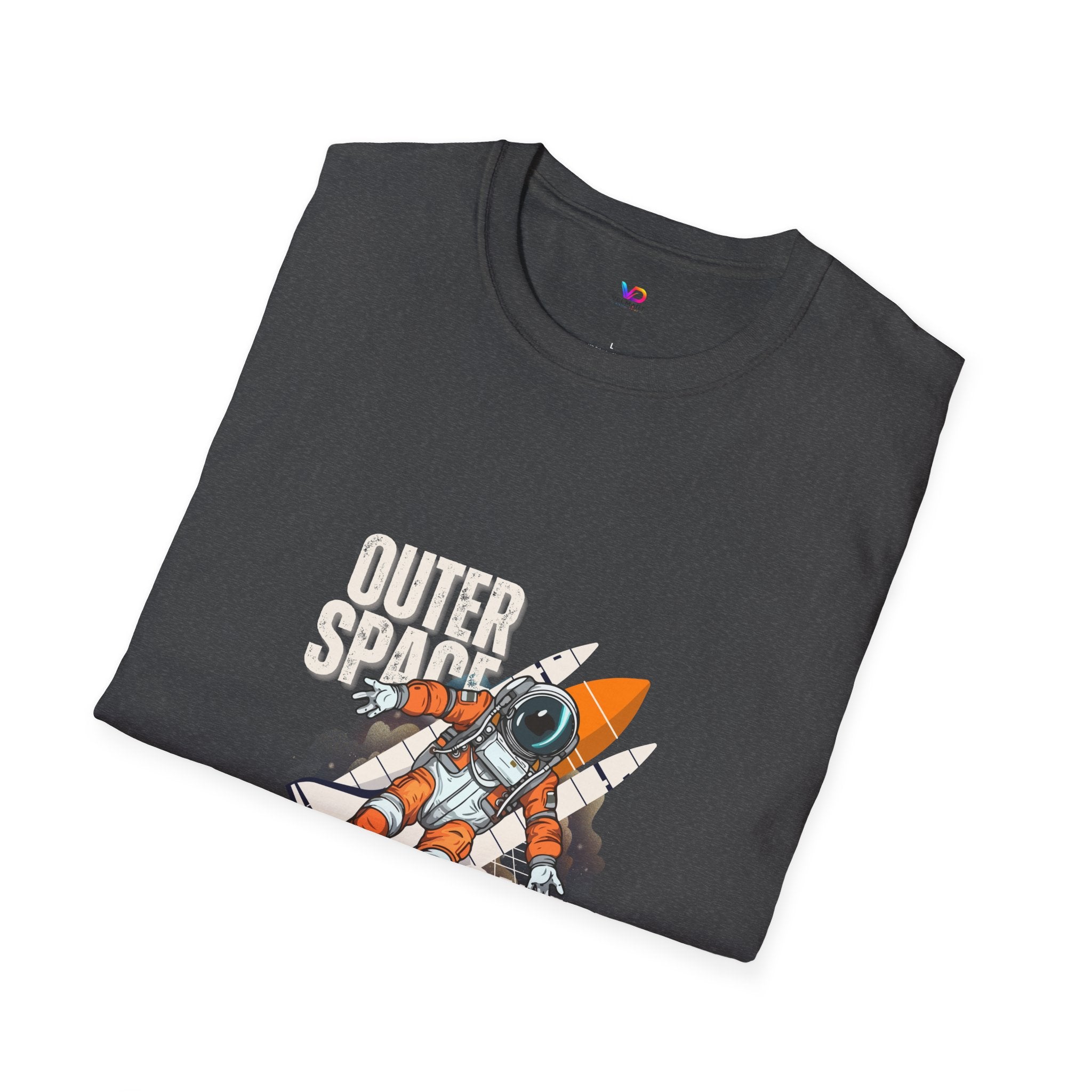 Outer Space Rocket Astronaut Tee — Retro Orange Space Shuttle T-Shirt