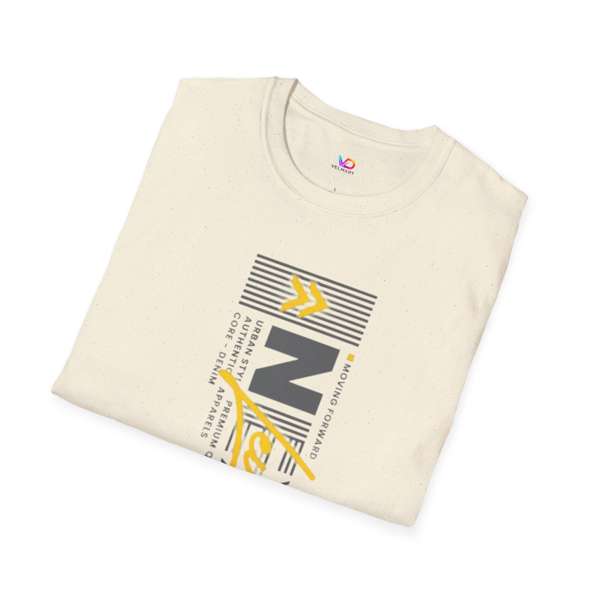 Vertical 'NEXT' Graphic T‑Shirt — Modern Yellow & Gray Streetwear Tee
