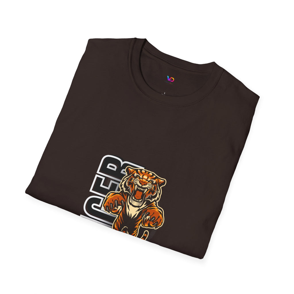 Tiger Graphic T-Shirt – Fierce Roaring Tiger Vertical Text Design