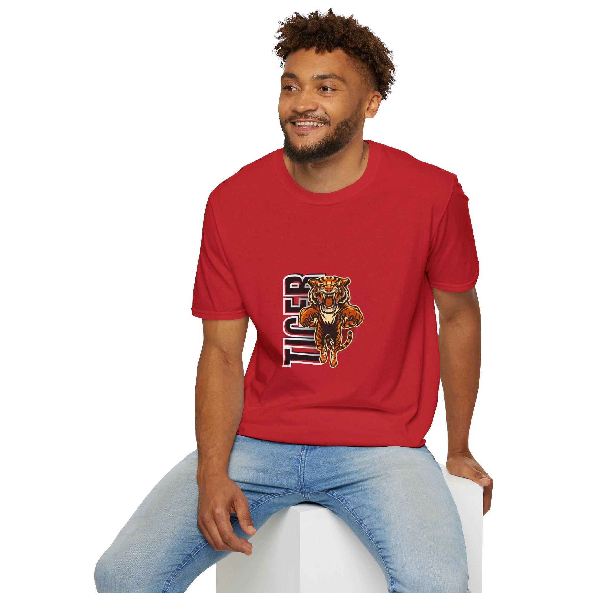 Tiger Graphic T-Shirt – Fierce Roaring Tiger Vertical Text Design