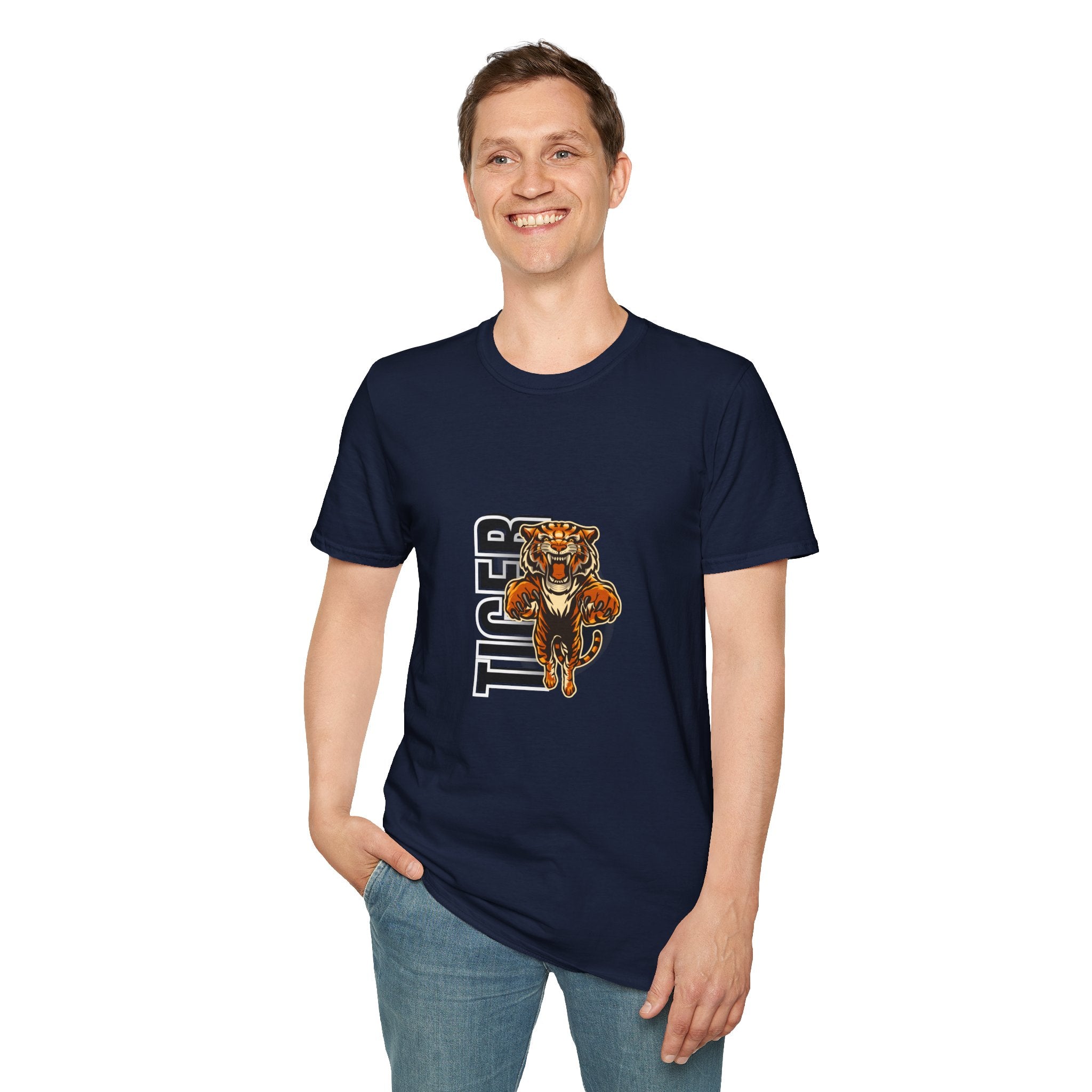 Tiger Graphic T-Shirt – Fierce Roaring Tiger Vertical Text Design