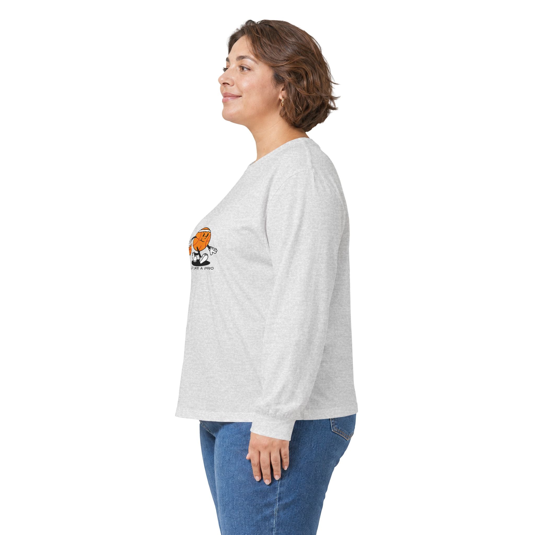 Basketball Cartoon Long Sleeve Tee – 'Ballin' Little Legend' Graphic Shirt