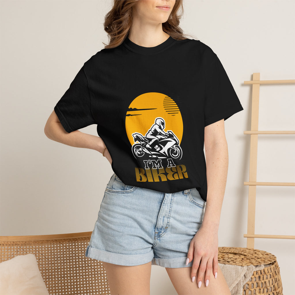 Motorcycle Rider T-Shirt — Retro Sunset Biker Graphic