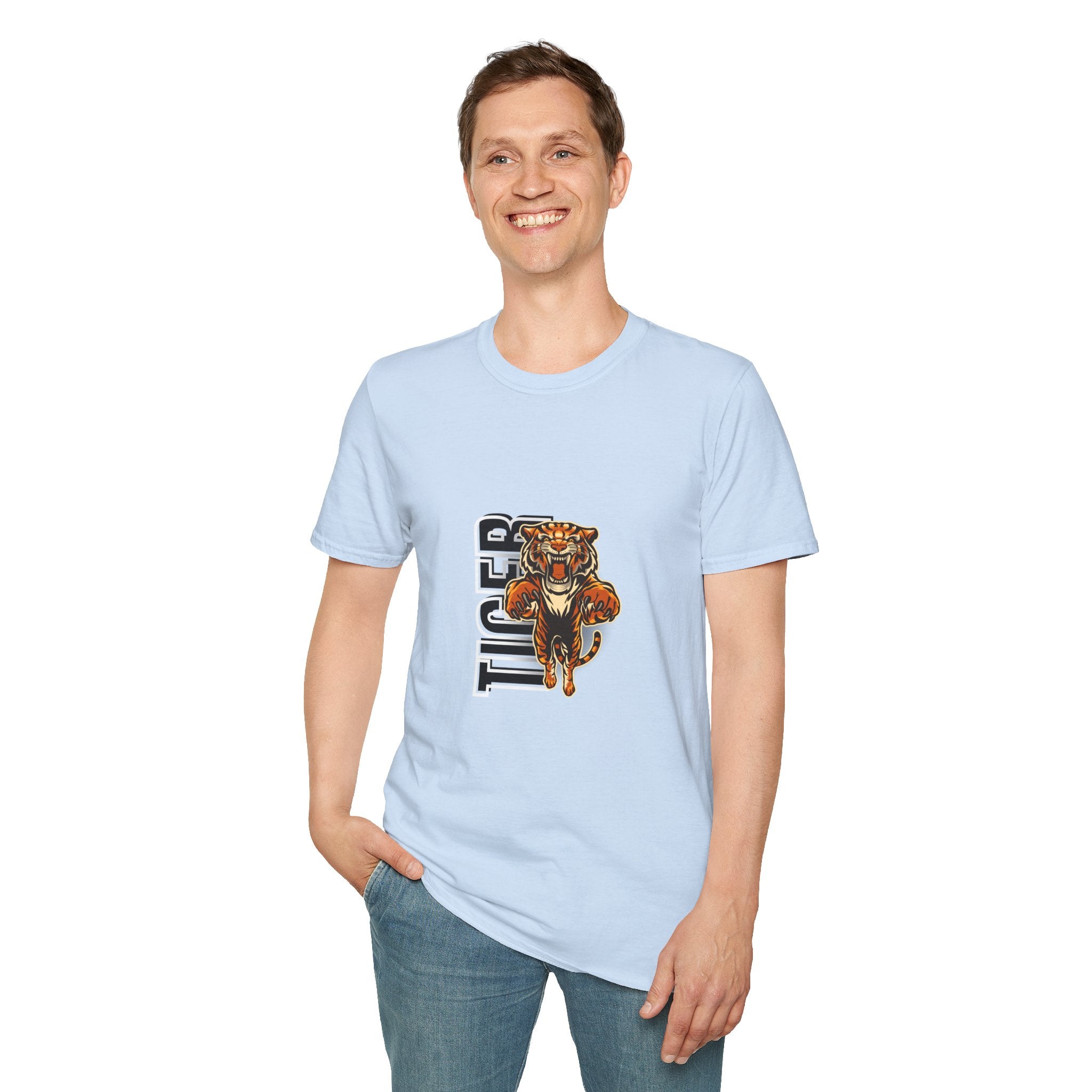 Tiger Graphic T-Shirt – Fierce Roaring Tiger Vertical Text Design