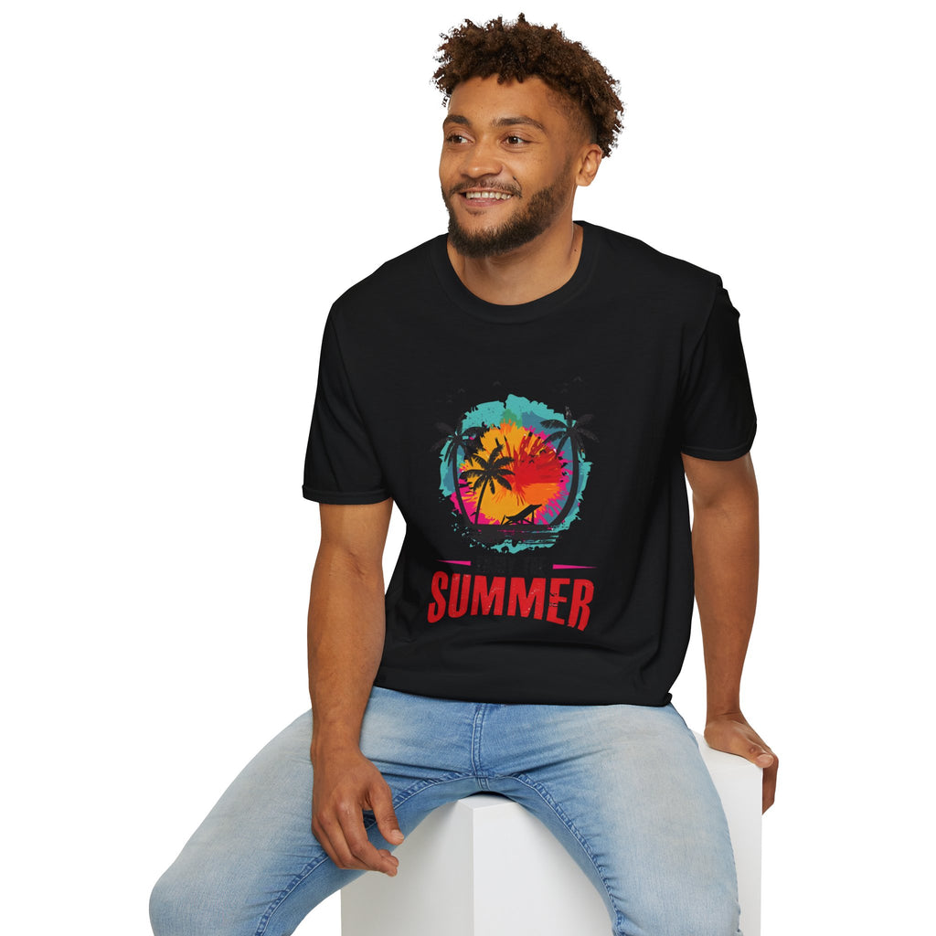 Summer Vibes T-Shirt — "Enjoy the Summer" Tropical Palm Sunset Tee