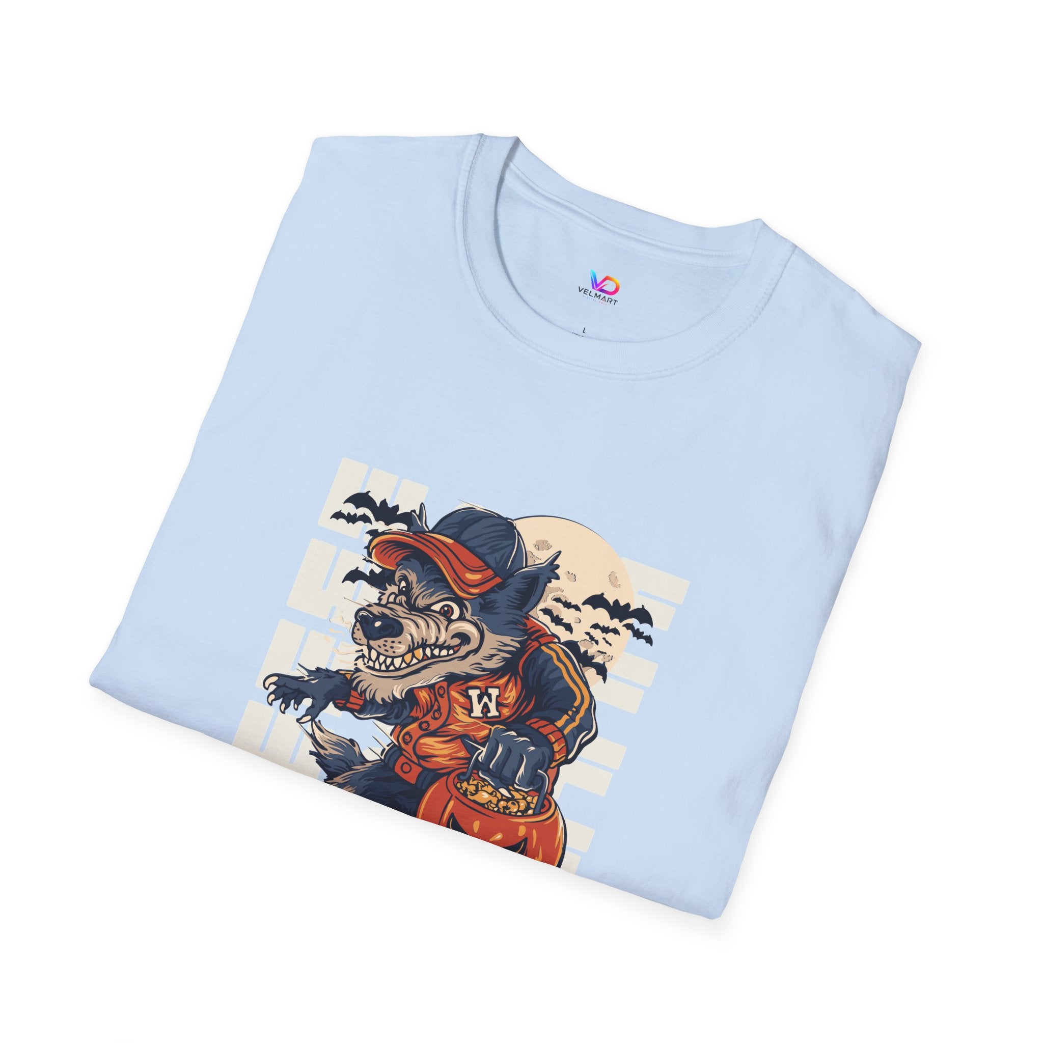 Halloween Skateboarder Skeleton T-Shirt — Spooky Pumpkin & Bats Graphic Tee