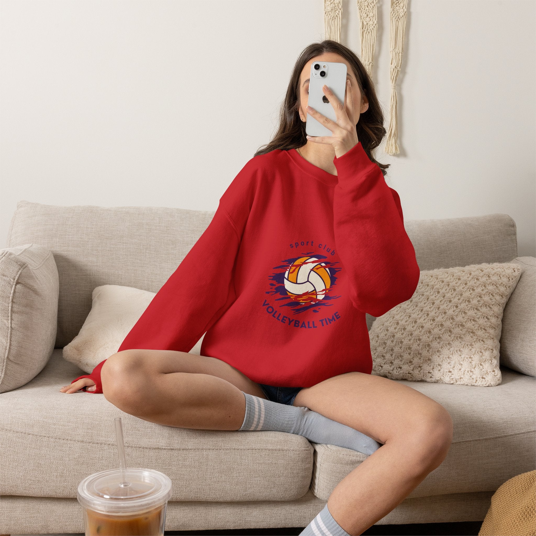 Volleyball Time Crewneck Sweatshirt — Sport Club Graphic Pullover