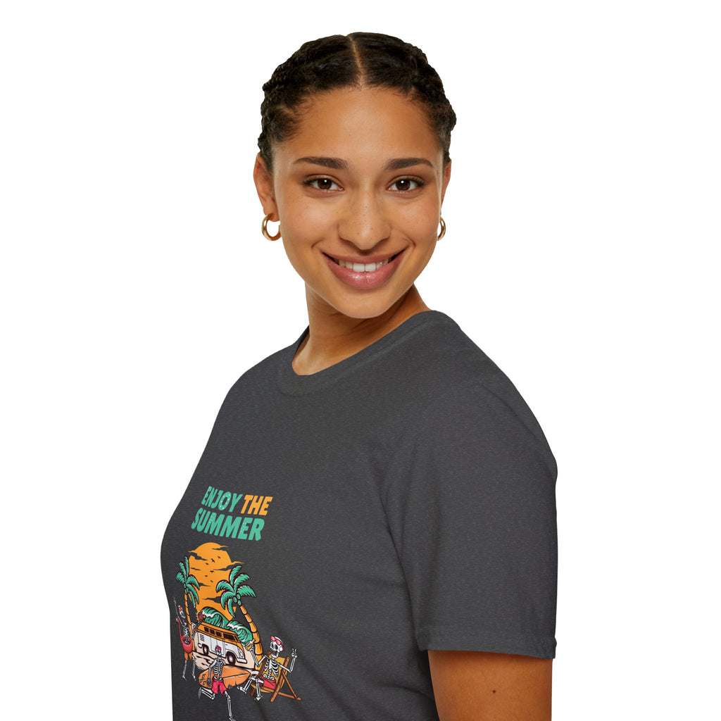 Summer Beach T-Shirt — "Enjoy The Summer" Palm Tree Surf Graphic