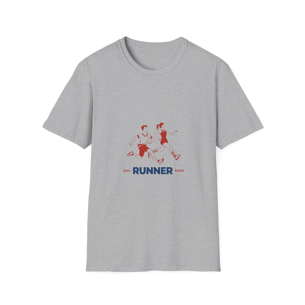 Runner Graphic Tee — Retro Couple Jogging Design