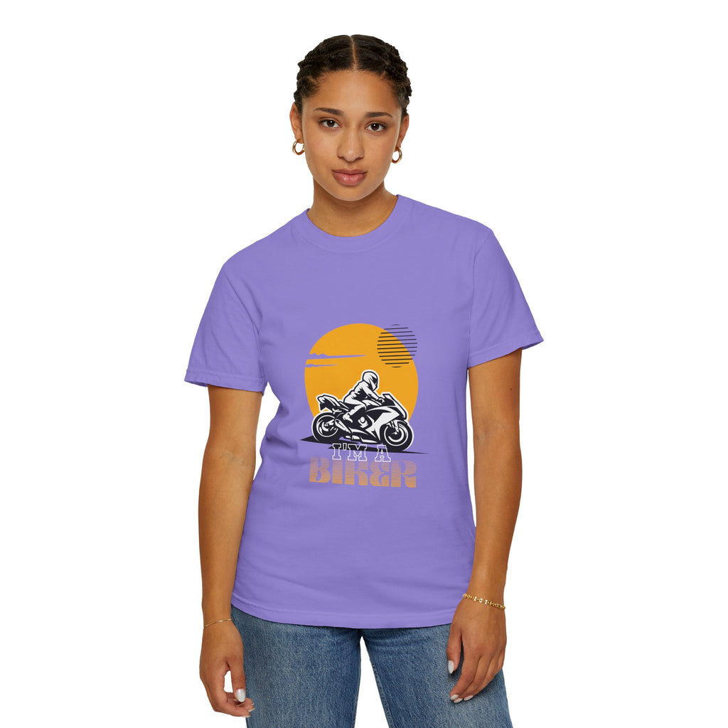 Motorcycle Rider T-Shirt — Retro Sunset Biker Graphic