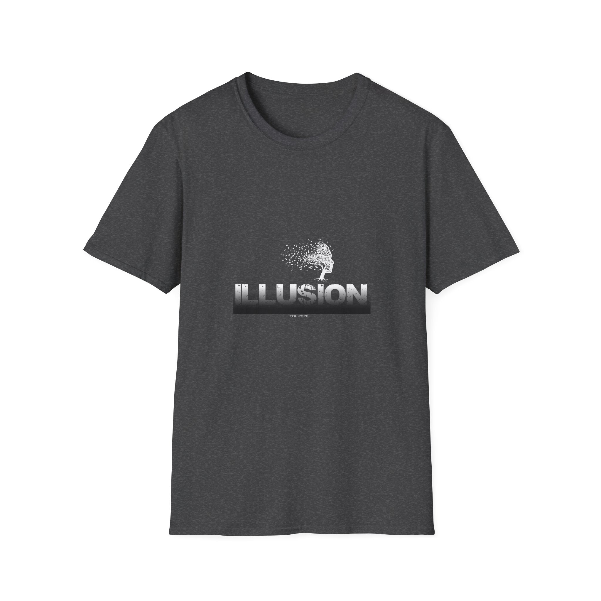 Illusion Tree Graphic T-Shirt — Surreal 'ILLUSION' Typography Tee