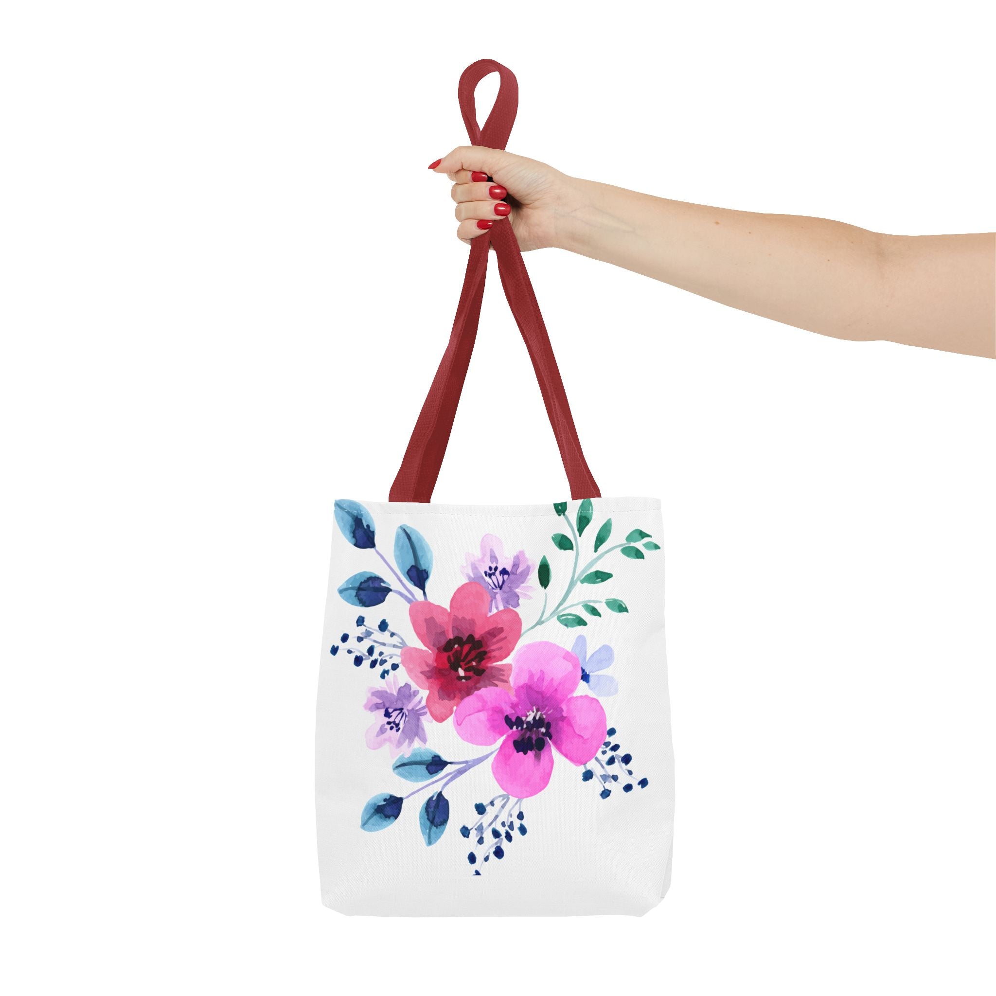 Floral Watercolor Tote Bag — Pink Blossoms All-Over Print