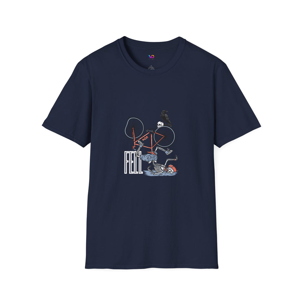 T-Shirt — Vintage Bike Crash Illustration with Crow (whimsical urban cycling tee)
