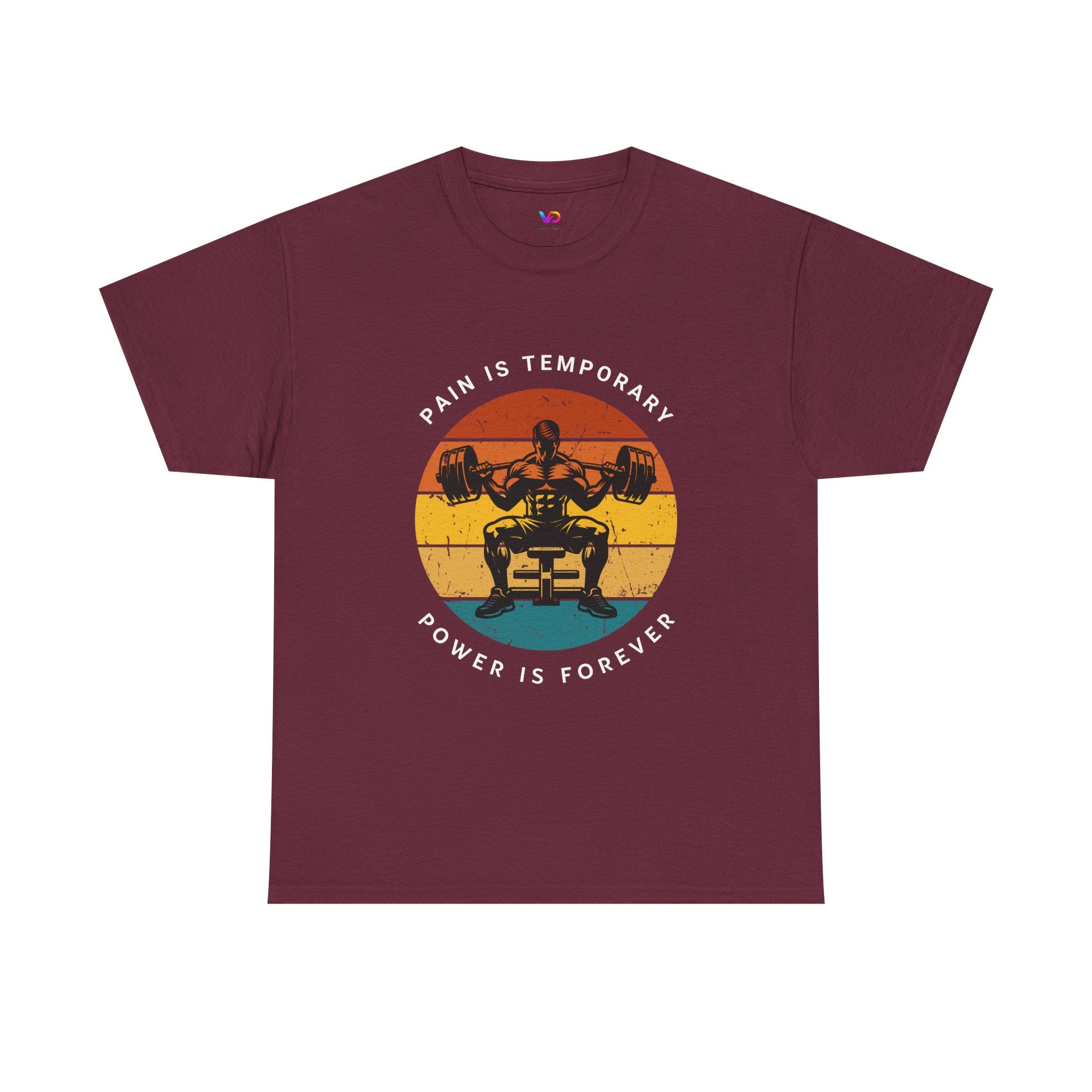 Workout Tee – "Pain Is Temporary, Power Is Forever" Retro Weightlifting T‑Shirt