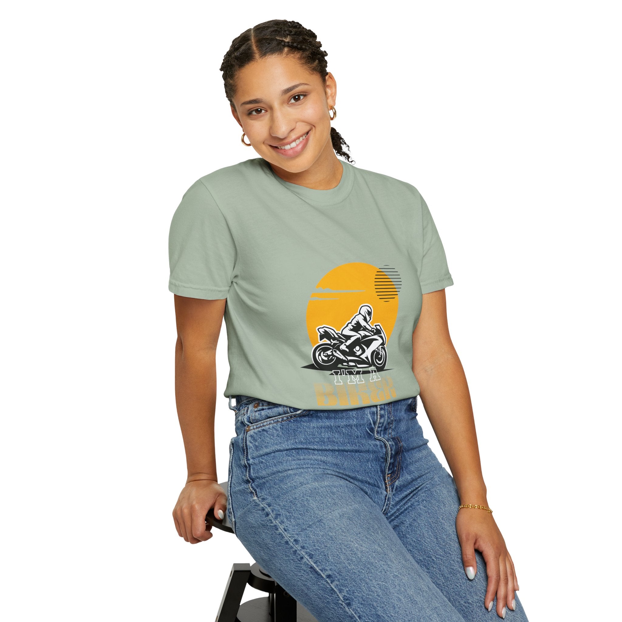 Motorcycle Rider T-Shirt — Retro Sunset Biker Graphic