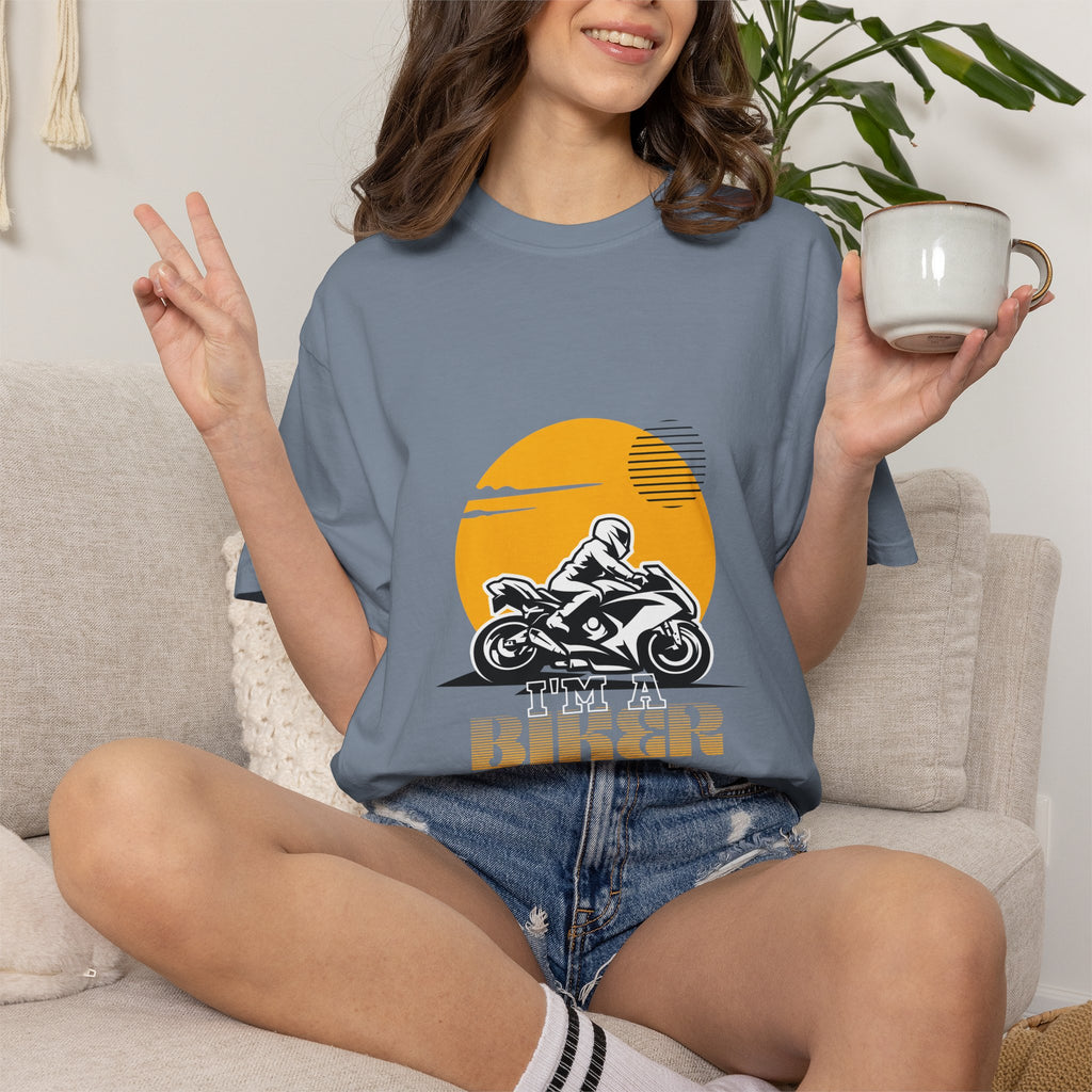 Motorcycle Rider T-Shirt — Retro Sunset Biker Graphic