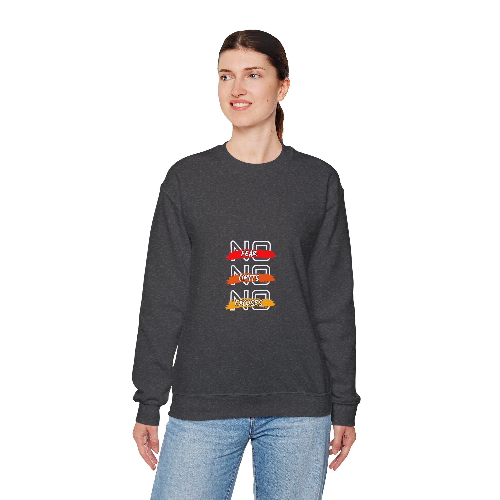 No Fear No Limits No Doubt Crewneck Sweatshirt — Motivational Graphic Pullover