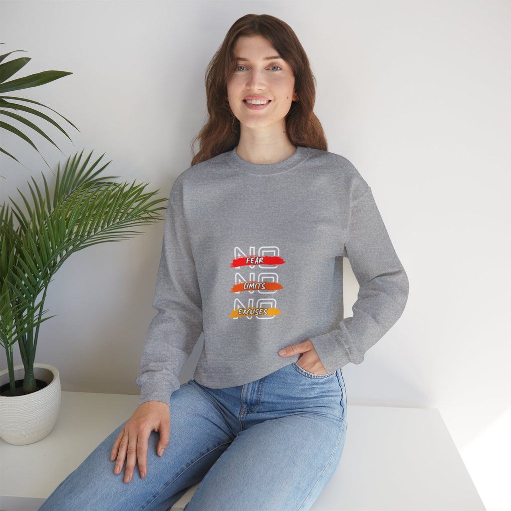 No Fear No Limits No Doubt Crewneck Sweatshirt — Motivational Graphic Pullover