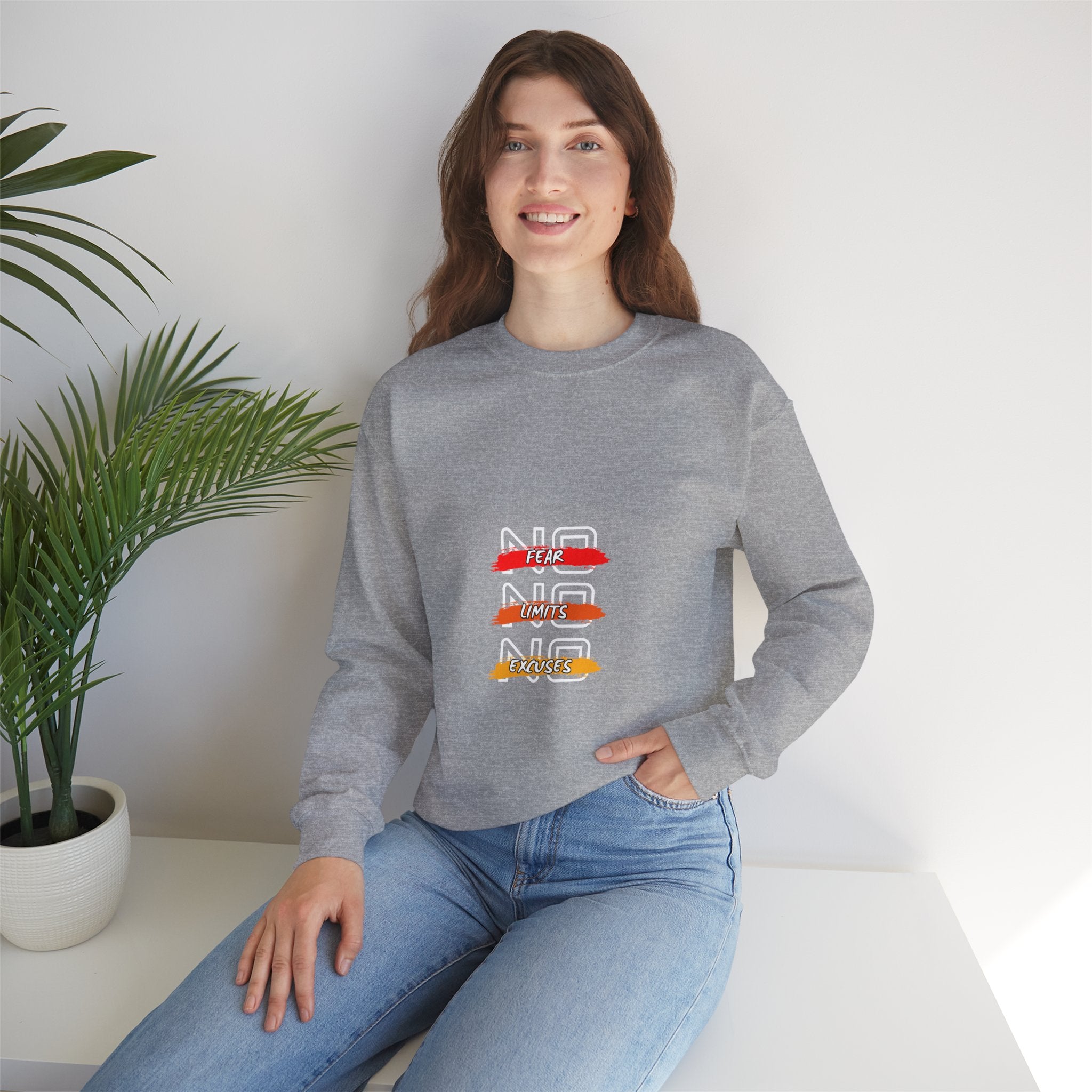 No Fear No Limits No Doubt Crewneck Sweatshirt — Motivational Graphic Pullover