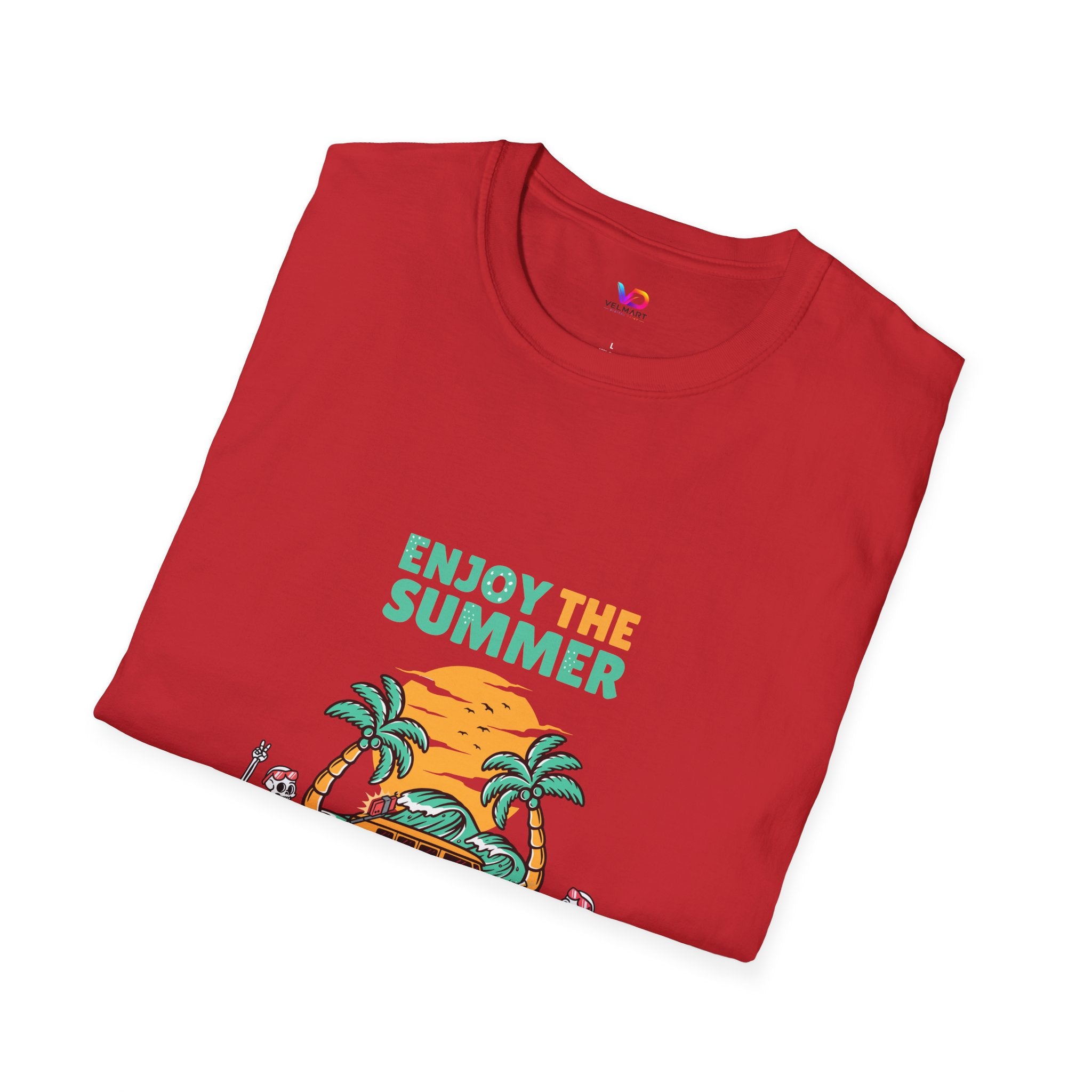 Summer Beach T-Shirt — "Enjoy The Summer" Palm Tree Surf Graphic
