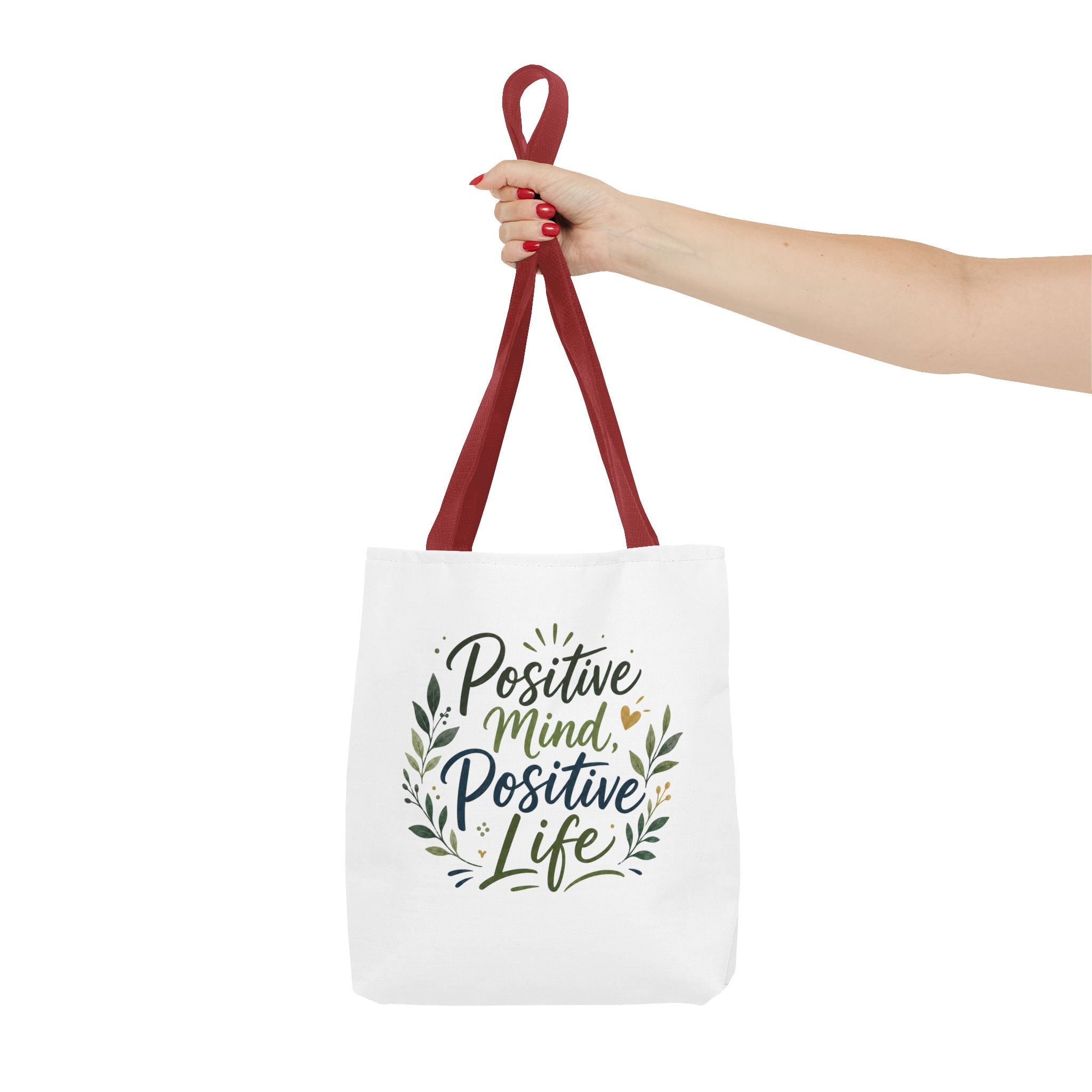 Positive Mind, Positive Life Tote Bag — Inspirational Floral Canvas Shopper