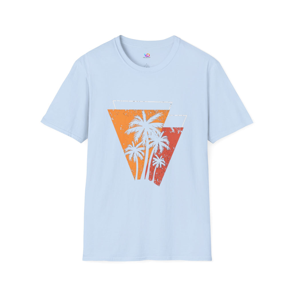Vintage Palm Triangle T‑Shirt — Retro Sunset Beach Tee