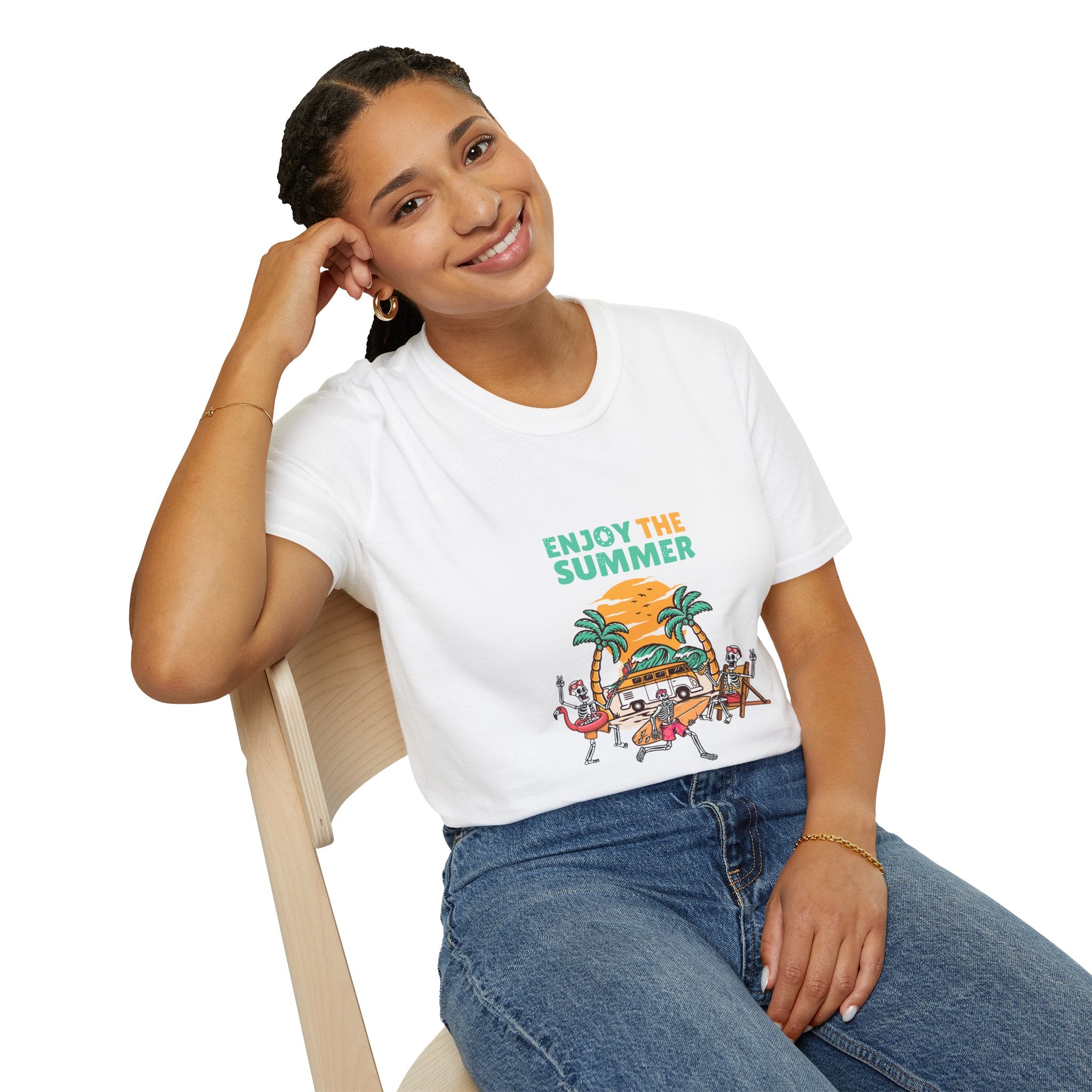 Summer Beach T-Shirt — "Enjoy The Summer" Palm Tree Surf Graphic
