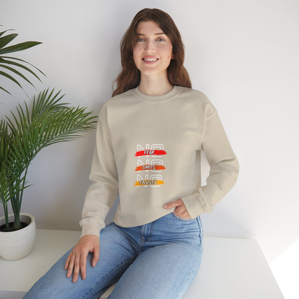 No Fear No Limits No Doubt Crewneck Sweatshirt — Motivational Graphic Pullover