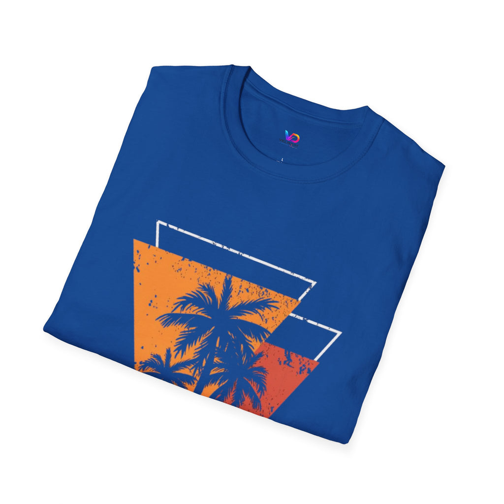 Vintage Palm Triangle T‑Shirt — Retro Sunset Beach Tee