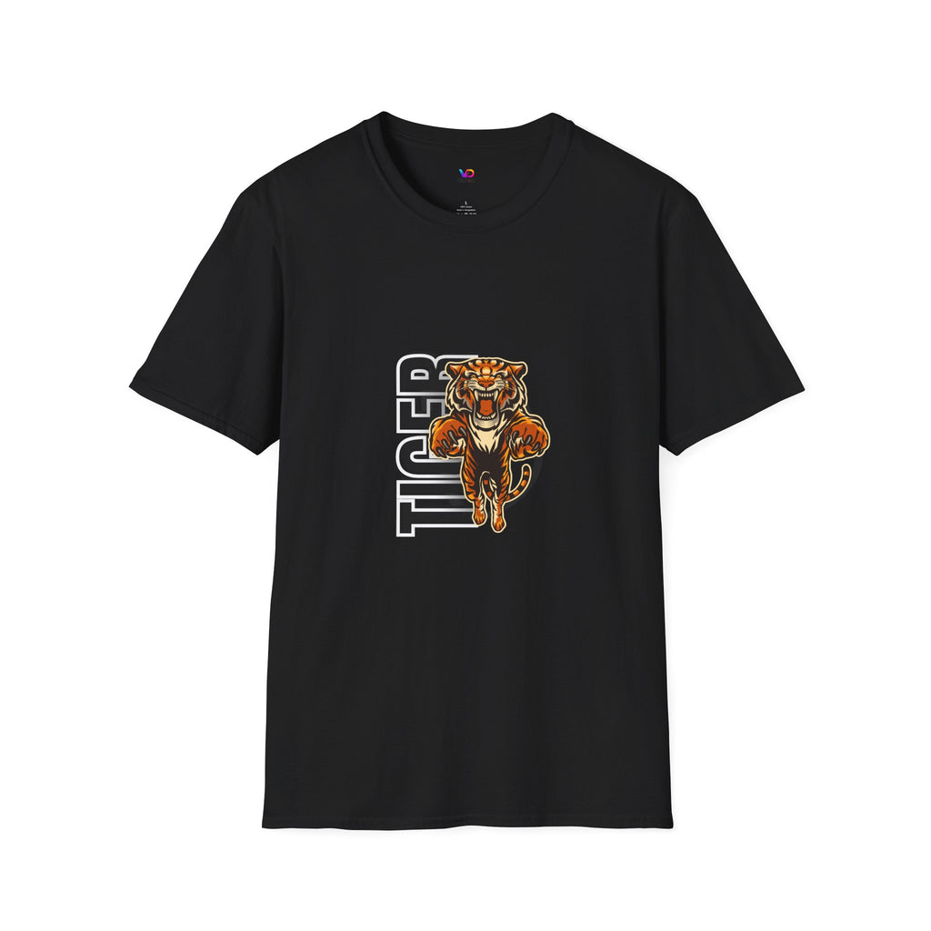Tiger Graphic T-Shirt – Fierce Roaring Tiger Vertical Text Design