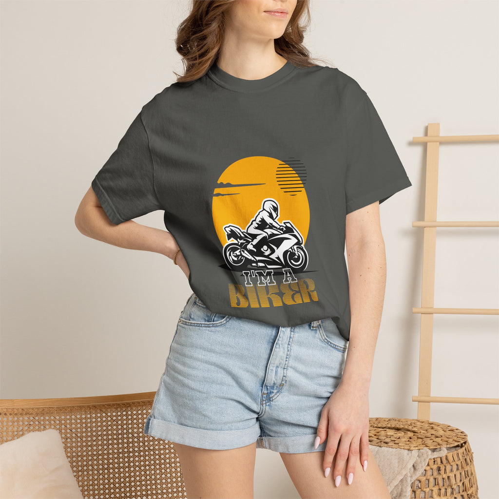 Motorcycle Rider T-Shirt — Retro Sunset Biker Graphic