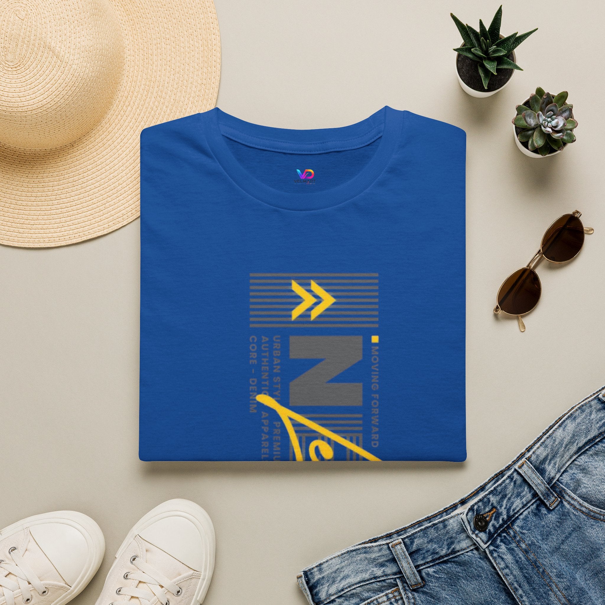 Vertical 'NEXT' Graphic T‑Shirt — Modern Yellow & Gray Streetwear Tee
