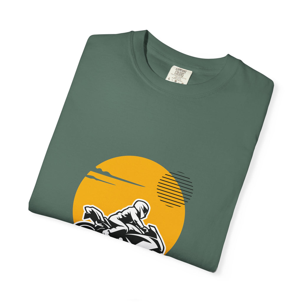 Motorcycle Rider T-Shirt — Retro Sunset Biker Graphic